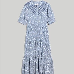 Madewell Embroidered Puff-Sleeve Midi Dress in Cottage Garden